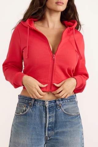 Sweat com capuz em algodão biológico - Vermelho