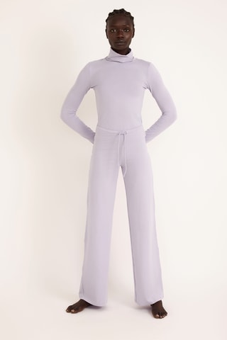 Calças straight em algodão biológico - Violeta-claro