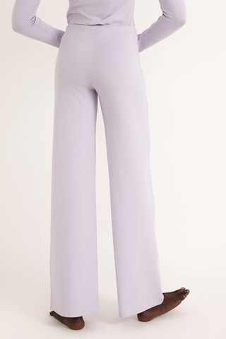 Calças straight em algodão biológico - Violeta-claro