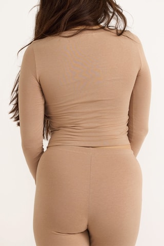 Calças straight em algodão biológico - Castanho-claro