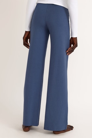 Calças straight em algodão biológico - Azul-cobalto