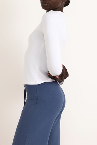 Calças straight em algodão biológico - Azul-cobalto