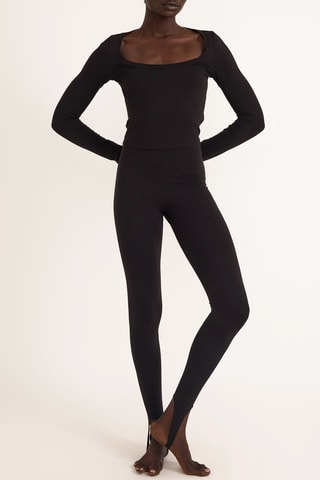 Leggings fuseau em algodão biológico - Preto