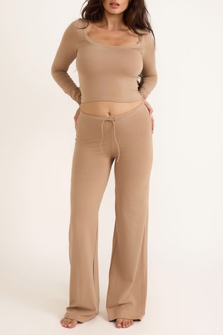 T-shirt em algodão biológico - Castanho-claro