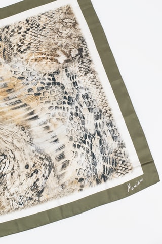 Fular Léonie - Blanco y verde oscuro