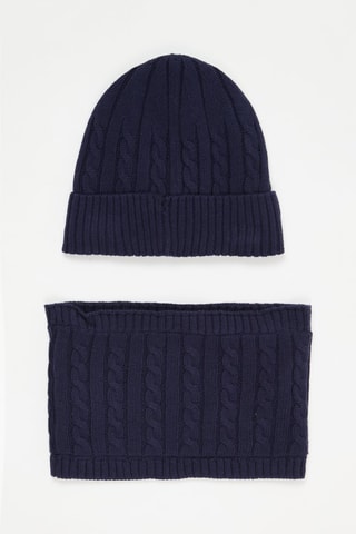 Bonnet et snood - bleu nuit foncé
