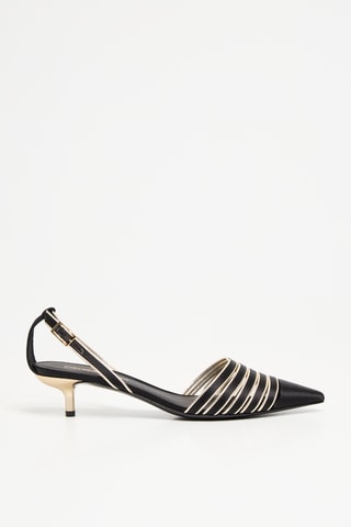 Zapatos de piel y seda de tacón - Negro - EA7