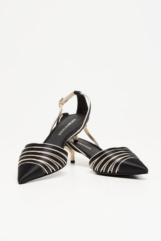 Zapatos de piel y seda de tacón - Negro - EA7