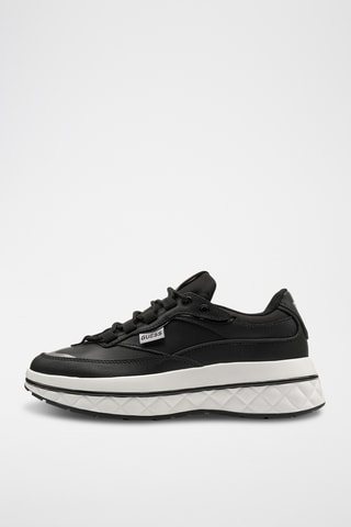Zapatillas de piel con plataforma Kyrki- Negro