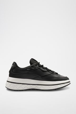 Zapatillas de piel con plataforma Kyrki- Negro
