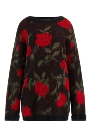 Jersey de lana Roses - Negro y rojo