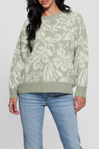 Pull Stasia - Vert olive et blanc