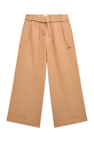 Calças em linho Dye - Castanho