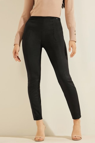 Calças slim de cintura subida Preto