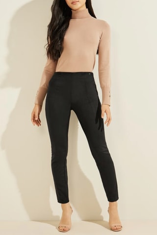 Calças slim de cintura subida Preto