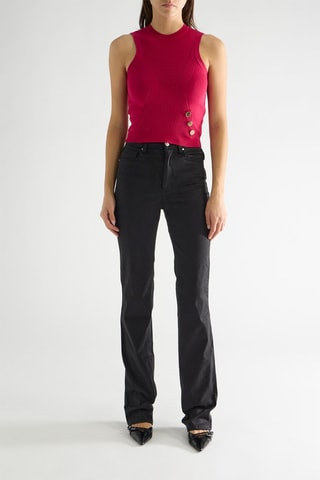 Pantalón straight tiro alto - Negro