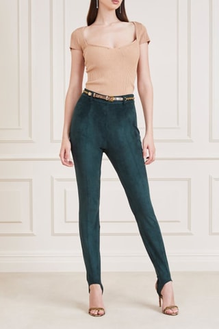 Pantalón de tubo de terciopelo - Verde oscuro