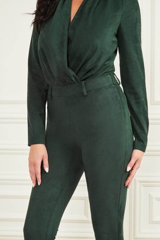 Pantalón de tubo de terciopelo - Verde oscuro