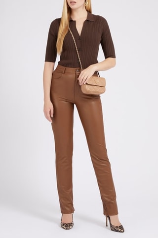 Pantalón de tiro alto - Marrón