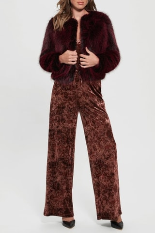 Pantalón wide leg tiro alto de terciopelo - Marrón