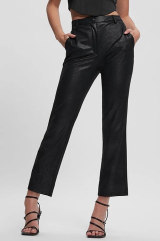 Pantalón recto de tiro alto - Negro