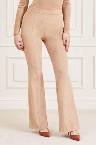 Pantalón de terciopelo de tiro alto - Beige