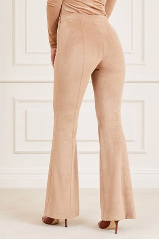 Pantalón de terciopelo de tiro alto - Beige