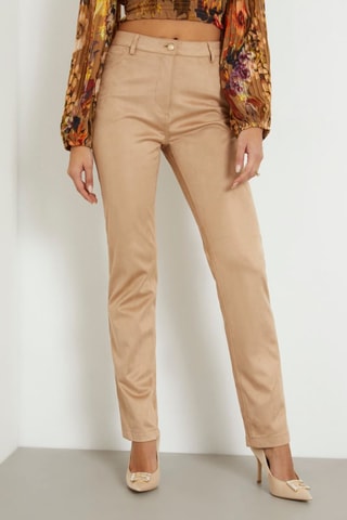 Pantalon regular taille haute - Beige