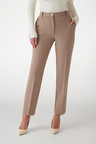 Pantalón chino de tiro alto Celia - Marrón