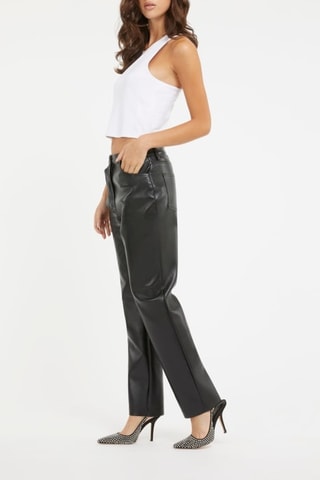 Pantalón recto 7/8 de tiro alto - Negro