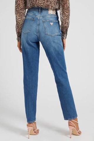 Calças de ganga mom de cintura alta - Azul