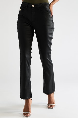 Calças de ganga de cintura alta - Preto