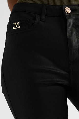 Calças de ganga de cintura alta - Preto