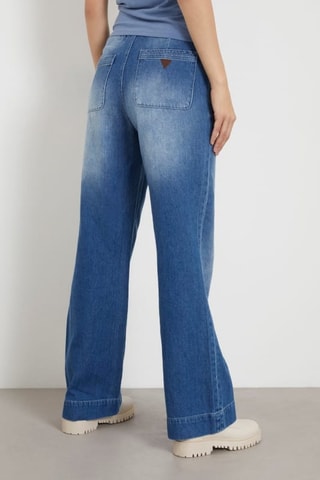 Calças de ganga wide legs cintura alta Rina - Azul-marinho