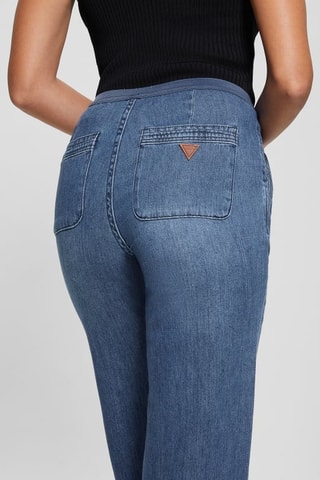 Calças de ganga wide legs cintura alta Rina - Azul-marinho