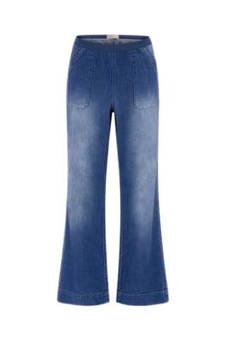 Calças de ganga wide legs cintura alta Rina - Azul-marinho