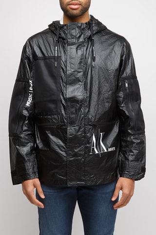 Coupe-vent à capuche - Noir et blanc - Exchange