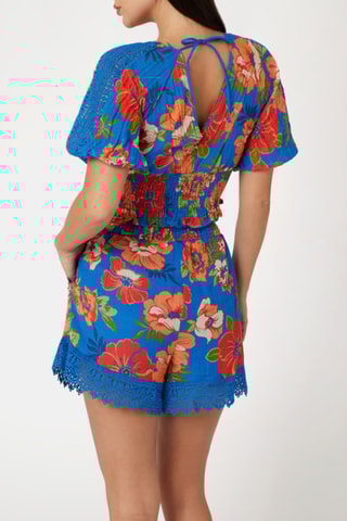 Crop top de ramio Ariana - Índigo y naranja