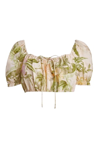 Crop top de lino - Beige