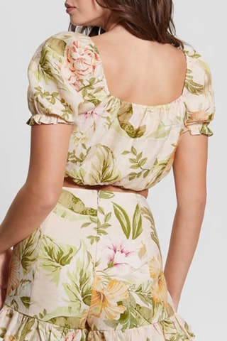 Crop top de lino - Beige