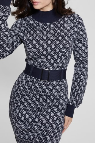 Vestido de tubo Lise - Azul marino y crudo