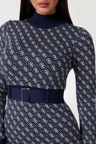 Vestido de tubo Lise - Azul marino y crudo