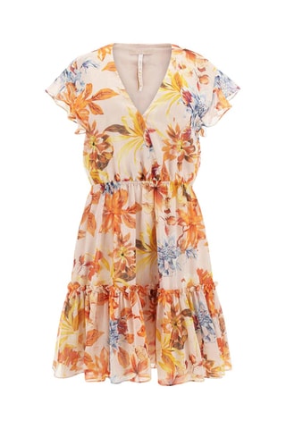 Vestido evasé Rosa - Naranja y celeste