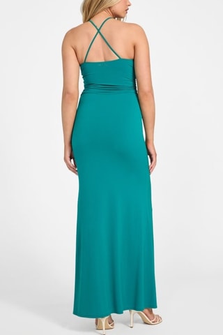 Vestido comprido Desy - Azul-pato