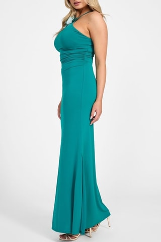 Vestido comprido Desy - Azul-pato