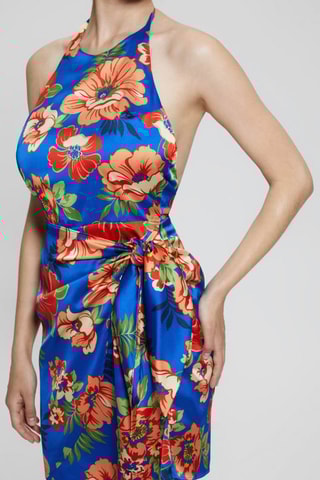 Vestido traçado Harper - Azul-real e vermelho