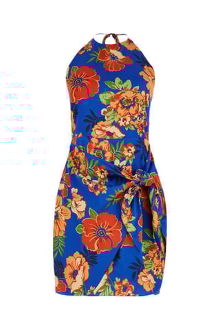 Vestido traçado Harper - Azul-real e vermelho