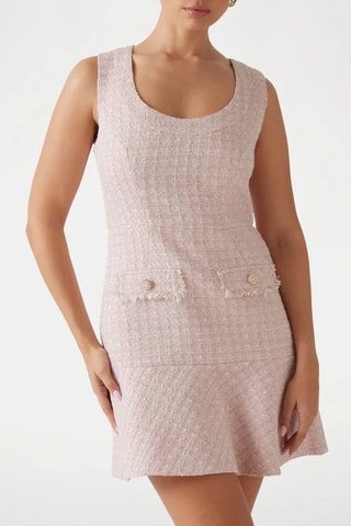 Vestido recto de tweed Daphnée - Rosa