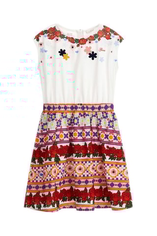 Vestido - Blanco y burdeos