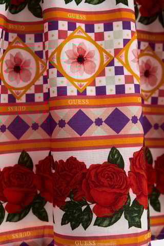 Vestido - Blanco y burdeos